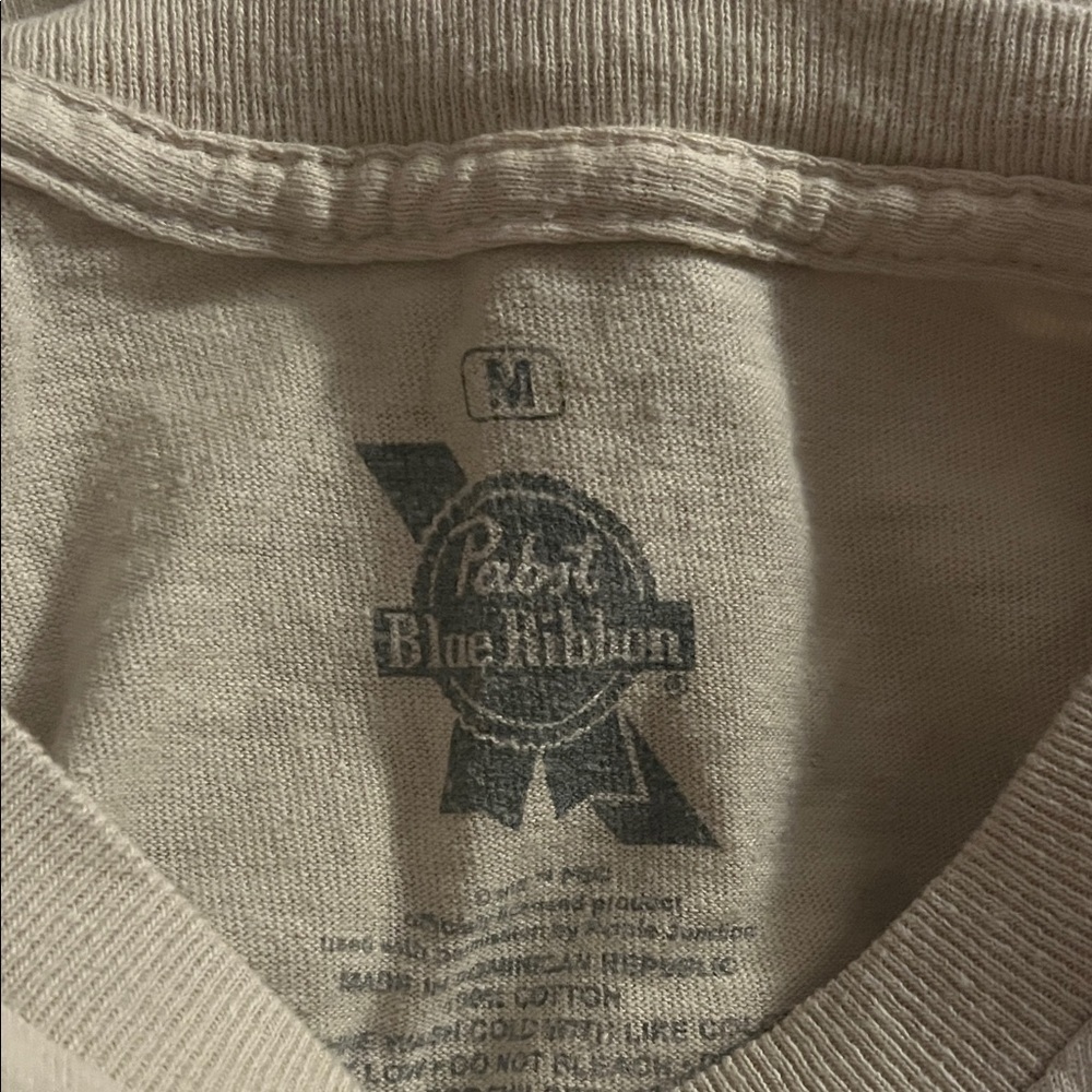Pabst Blue Ribbon Men's Tan Short Sleeve Tee - Picture 2 of 3